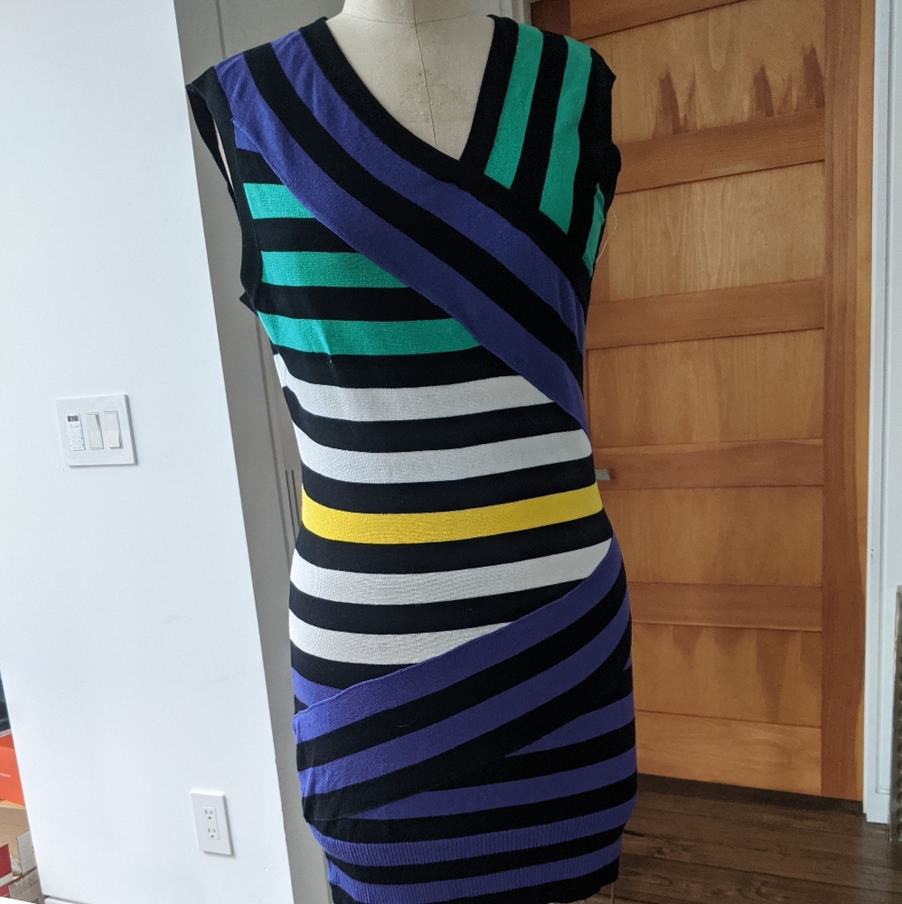 Summer striped dress purple/Blk/green L